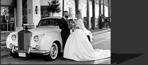 Wedding car with chauffer and ribbons Benalmadena, Fuengirola